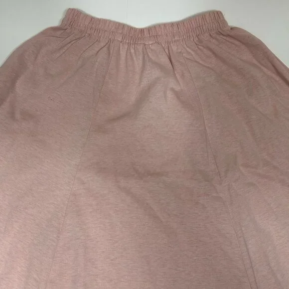 Vtg LAND'S END Maxi Skirt 100% Cotton Knit Elastic Waist Pockets Pink Sz ST USA - Picture 7 of 9